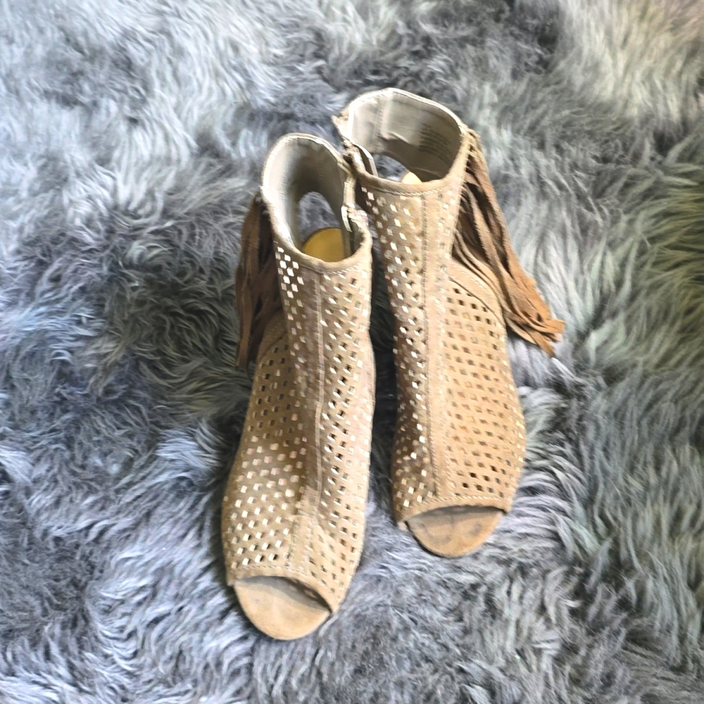 JustFab Tila Ankle Booties in Taupe - Picture 4 of 6